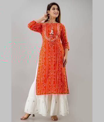 NeshamaKurti - Orange Rayon Women's Straight Kurti ( Pack of 1 )