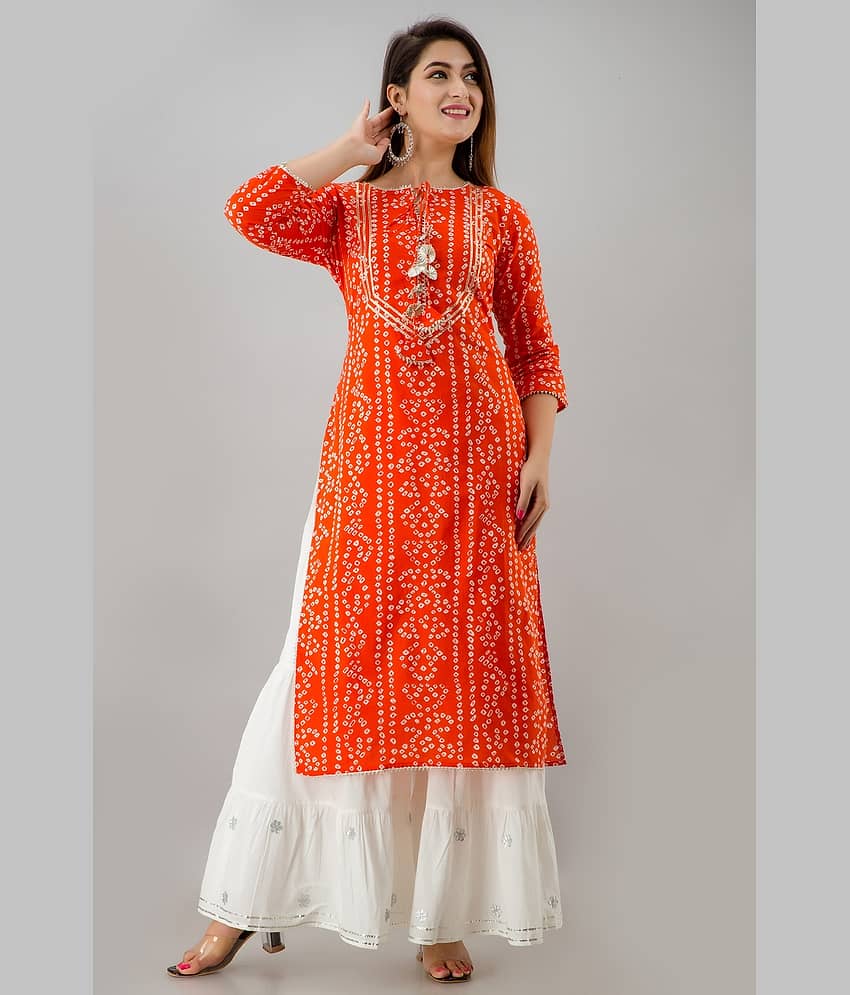 NeshamaKurti - Orange Rayon Women's Straight Kurti ( Pack of 1 )