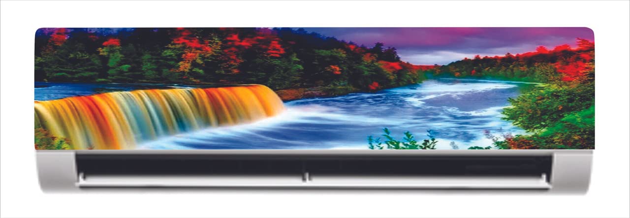 DreamKraft Beautiful Waterfall with Nature AC Sticker (Multicolor PVC Vinyl, 30cm X 91cm)