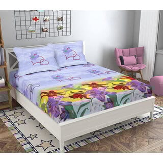 BLACK BEE  Purple maroon lily Floral 3D print double bedsheet with 2 Pillow Covers (208 X 213 cm)(BS20-05)