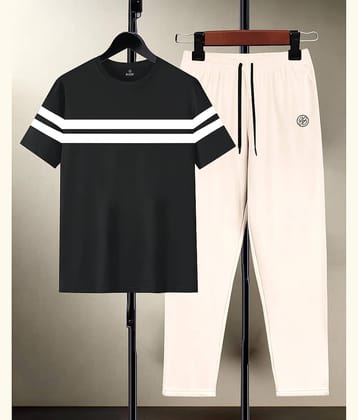 AUSK Black Cotton Blend Relaxed Fit Men's Tracksuit ( Pack of 1 )