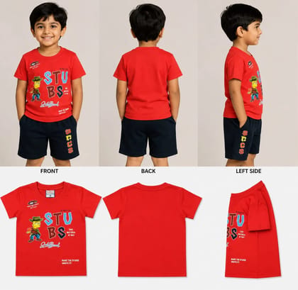 Boys Cartoon Graphic Tee + Logo Shorts Set