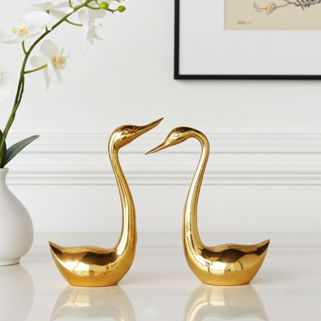 Brass Showpiece Duck Pair Statue (ANMAS004)