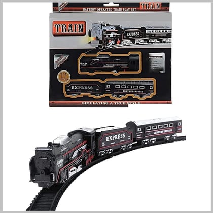 Braintastic Battery Operated Toy Train Set with Engine Locomotive Passenger Coach Cargo Car Track Pieces Headlight Railway Play Set for Kids 13 Pieces