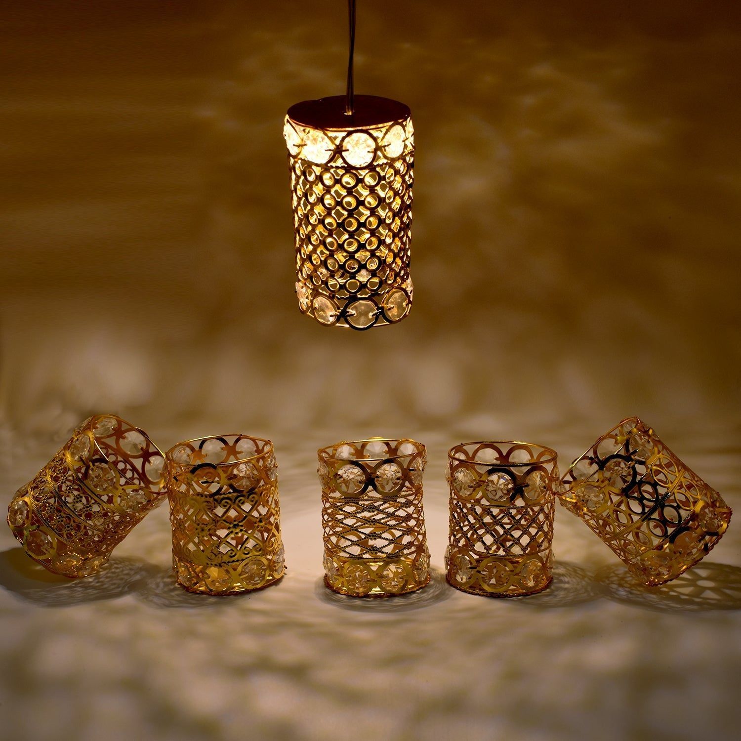 Antique Golden Jhoomer Chandelier – Diwali & Christmas Decor (1 Pc)