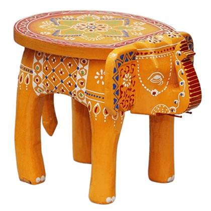 Kusum Art wooden handpainted handicraft solid wood multicolor elephant stool
