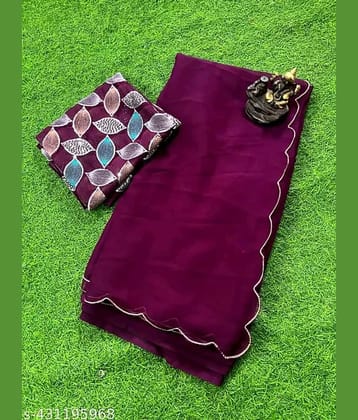 supalee Tex Georgette Solid Saree With Unstitched Blouse Piece ( Multicolor1 )
