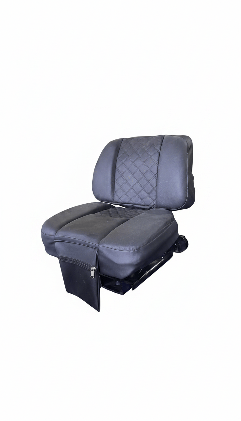 Seat Cover Small Size Black | Universal Tractor Seat, Black Quilted Leather, Adjustable Suspension Chair with High Back Support for Agricultural Equipment