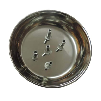 MAYAPURI Stainless Steel Agarbatti Stand with Plate | 5 Incense Sticks Holder Dhoop Dani