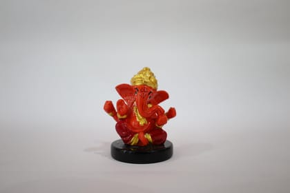 Red and Gold Ganesha Decorative Statue with Black Base, Hindu Deity Figurine, Handcrafted Religious Art Piece Red and Gold Ganesha Decorative Statue with Black Base, Hindu Deity Figurine, Handcrafted Religious Art Piece