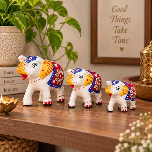 Set of 3 Elephant Statues for Good Luck| Animal Figurines Decorative Elephant Showpieces| Elephant Decorative