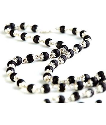 black tulsi japa mala in silver cap