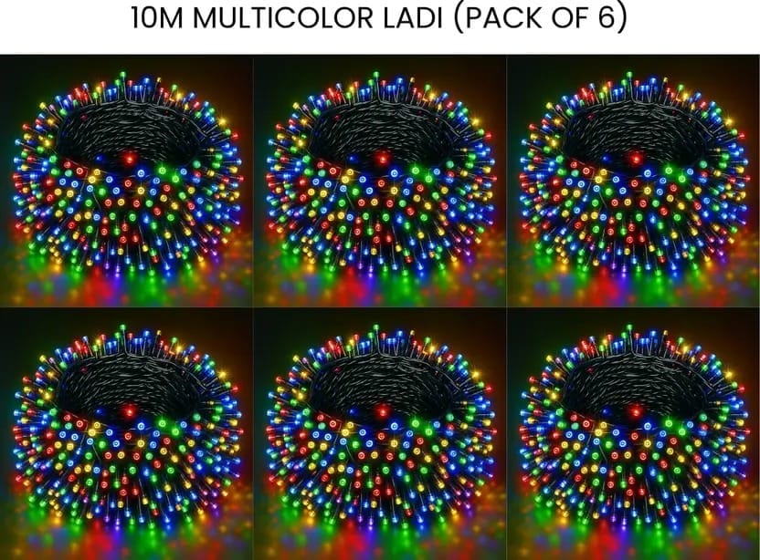 SPARKWORLD 28 LEDs 10 m Multicolor Steady Bulb Rice Lights (Pack of 6)