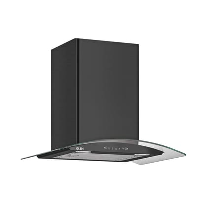Auto Clean Chimney Curved Glass Baffle Filters with Motion Sensor 60/90cm 1200 m³/h - Black (6063 BL)