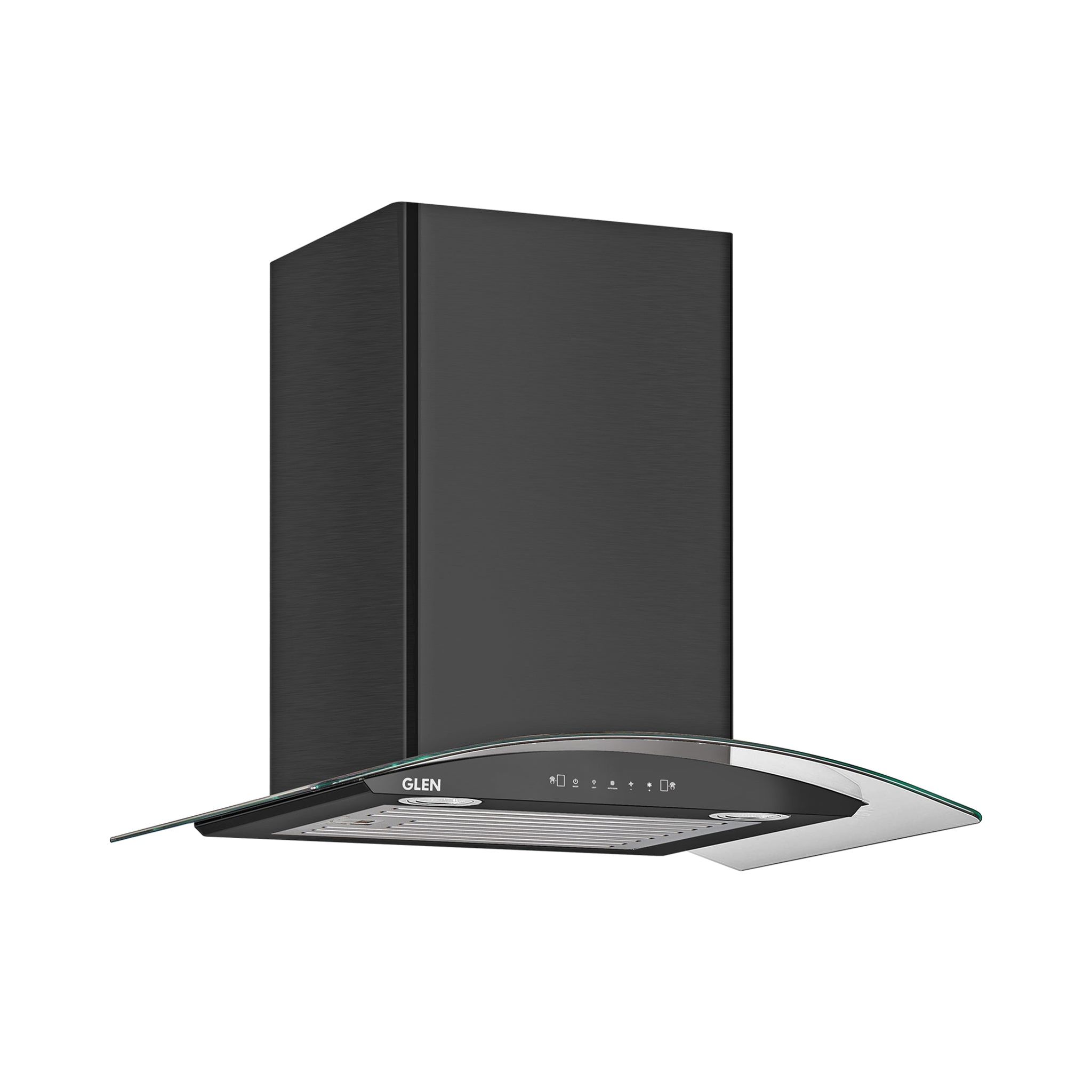 Auto Clean Chimney Curved Glass Baffle Filters with Motion Sensor 60/90cm 1200 m³/h - Black (6063 BL)