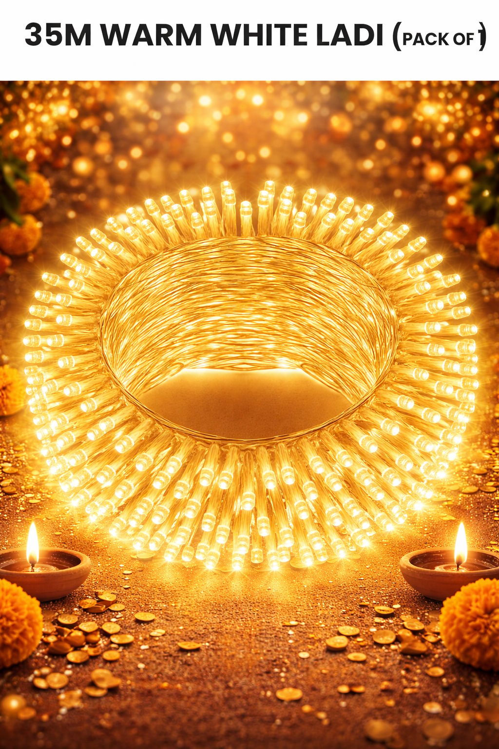 SPARKWORLD 35 Meter Yellow Rice Lights 90 Steady LEDs | Decorative String Light for Festivals, Weddings & Home Decor | Pack of 1