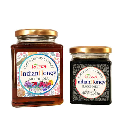 IndianHoney Himalayan Multiflora & Black Forest (Honeydew) Honey Combo Pack (500gm & 230gm) Himalayan Multiflora & Black Forest