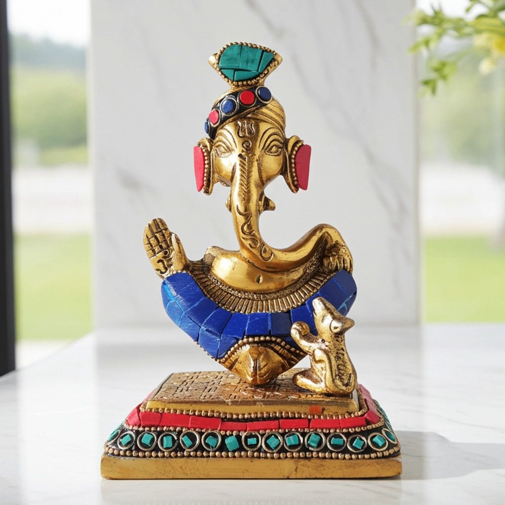 Aluminium Showpiece Ganesh Statue (ASMAS403 G)