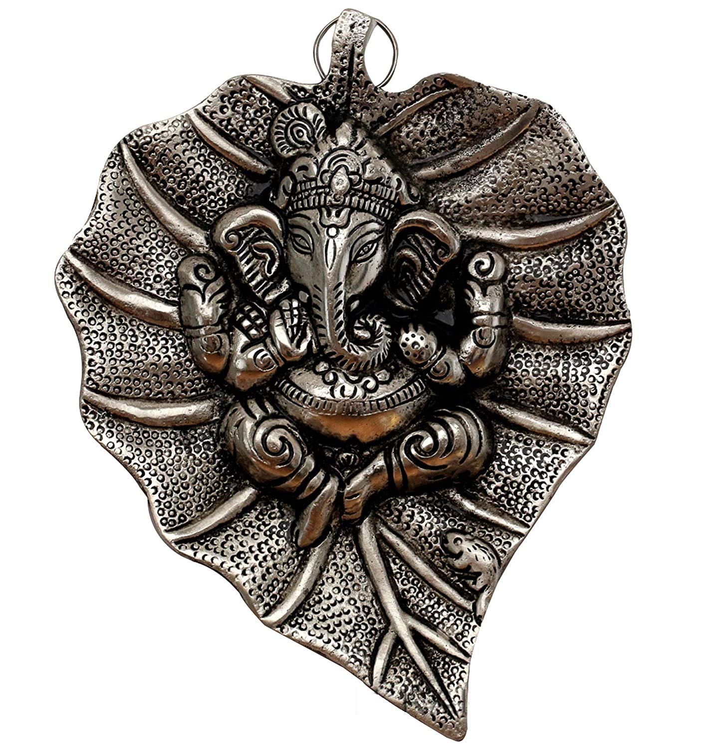 DreamKraft Metal Leaf Ganesh Door Hanging Wall Art for Home Decor (Silver)