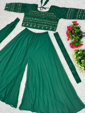 Designer Party Wear Choli And Sharara With Beautiful Dupatta