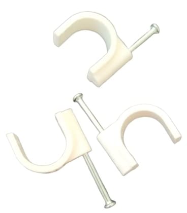 5 MM Circle Cable clips white with single nail pack of 100 pics