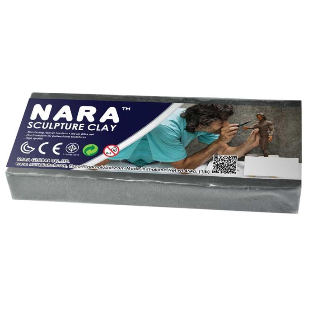 Nara Sculpture Clay in Grey Colour of 454 Grams | for Professional Sculptures & Model Makers | Oil Based Modelling Material