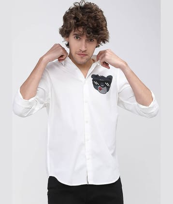 Highlander 100% Cotton Slim Fit Solids Full Sleeves Men's Casual Shirt - White ( Pack of 1 )