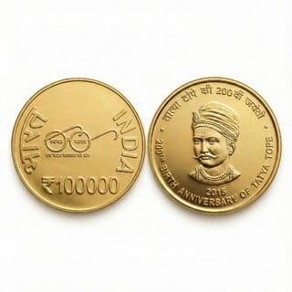 1 Lakh Rupees 2015 Tatya Tope Gold-plated Fantasy Coin Silver Plated Edition
