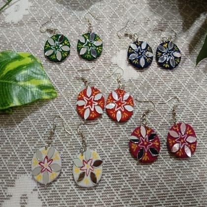Small Fabric Mirror Earrings 1 Pair