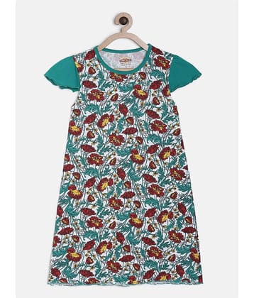Sinimini 100% Cotton A-line Dress For Girls ( Pack of 1 , Dark Green )