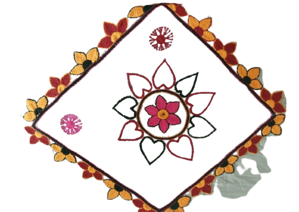 Handmade Cotton Embroidered Double Floral Rose Design Bedsheet Embroidery