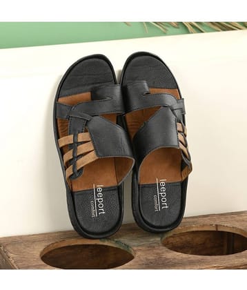 Leeport - Black Men's Leather Slipper
