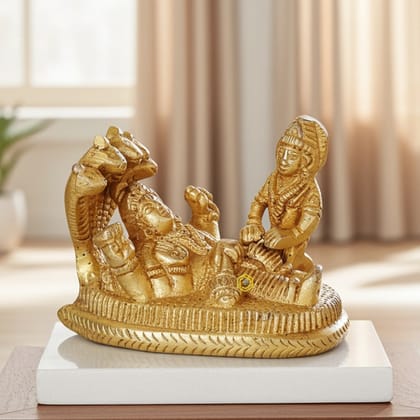 Brass Vishnu Laxmi with Sheshnag Idol - Premium Temple Statue, Height : 2 Inch (BSMAS1050 C)