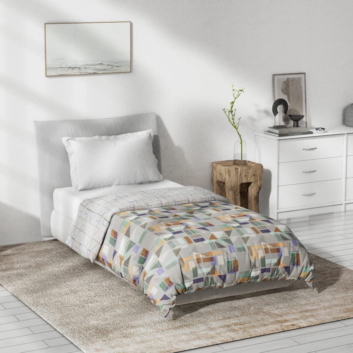 DDECOR - Primary Collection 100% Cotton Geometric Pattern VOL Single Dohar|137 CM X 229 CM| - Multi