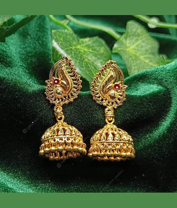 VIVASTRI Golden Jhumki Earrings ( Pack of 1 )