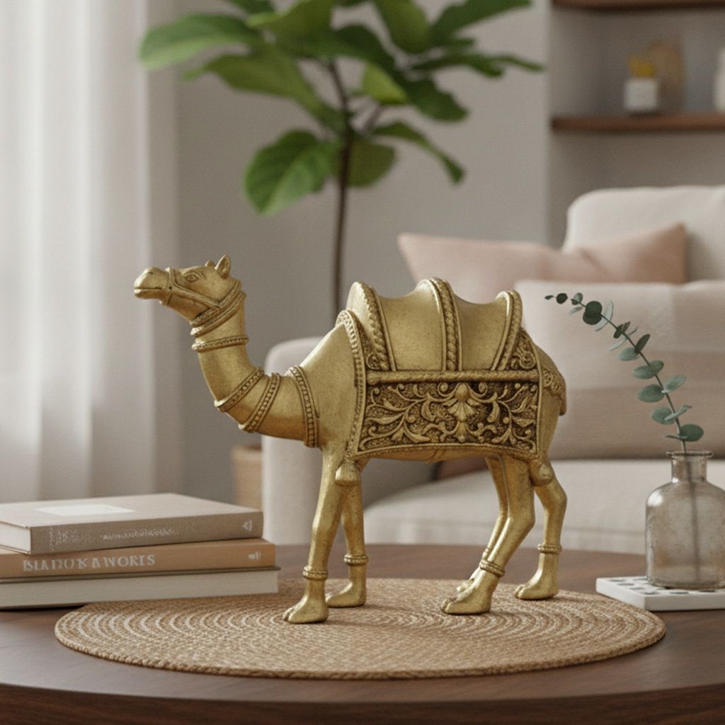 Brass Camel Showpiece Statue for Home Decor & Office Table, Height : 4 Inch (BSMAS1937 C)