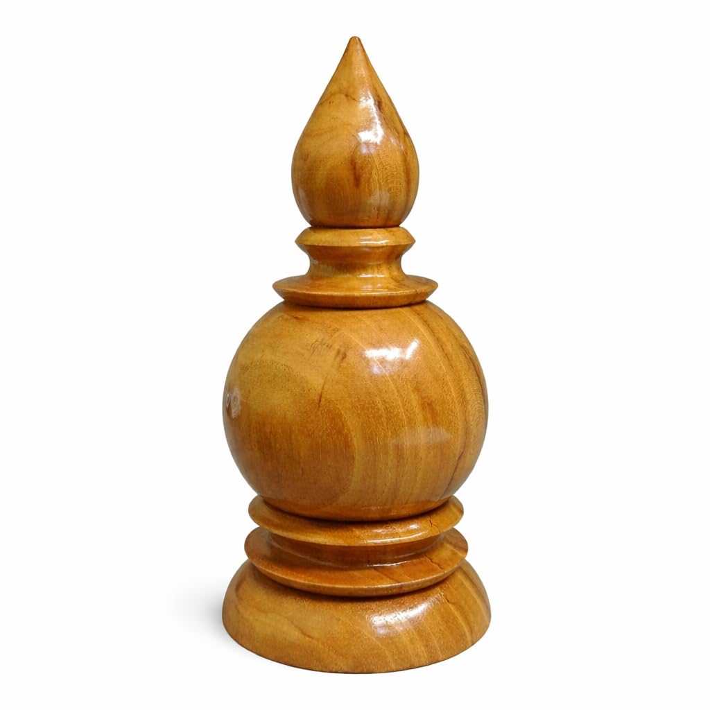Premium Polished Teak Wooden Kalasam � 8 Inch Height, 4 Inch Base � Large Pooja Kalash for Mandir & Home Decoration � Adds an Elegant Look to The Pooja Mandir