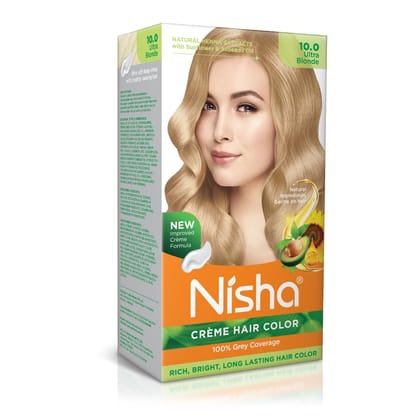 Nisha Creme Hair Color Ultra Blonde 150g, Permanent Hair Colour, 100% Grey Coverage, Long Lasting Hair Colour
