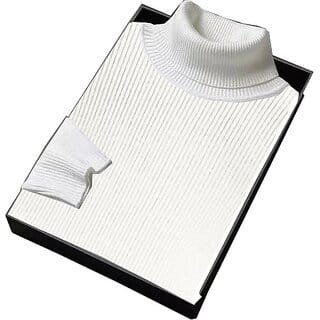 Fashlook Solid High Neck Wool Blend Casual White Full Sleeve T-Shirt For Mens Fashlook Solid High Neck Wool Blend Casual White Full Sleeve T-Shirt For Mens