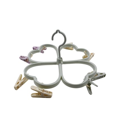 DHRUVINSRI Cloth Spin Rack Laundry Drying Rack, Clothes Hangers with 8 Clips, Clip Hanger DRIP Hanger for Drying Underwear, Baby Clothes, Socks, Bras, Towel, Cloth Diapers, Gloves