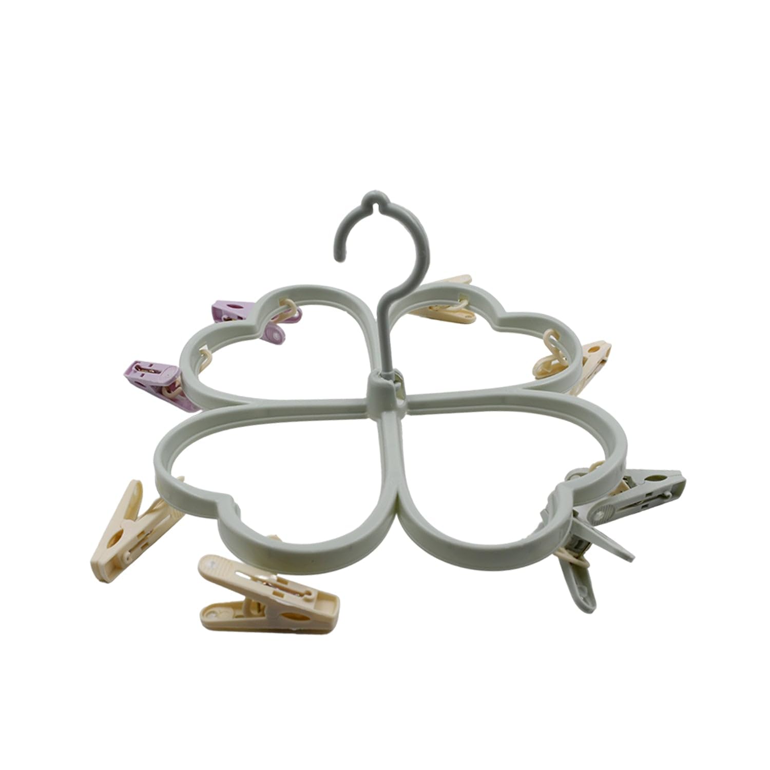 DHRUVINSRI Cloth Spin Rack Laundry Drying Rack, Clothes Hangers with 8 Clips, Clip Hanger DRIP Hanger for Drying Underwear, Baby Clothes, Socks, Bras, Towel, Cloth Diapers, Gloves