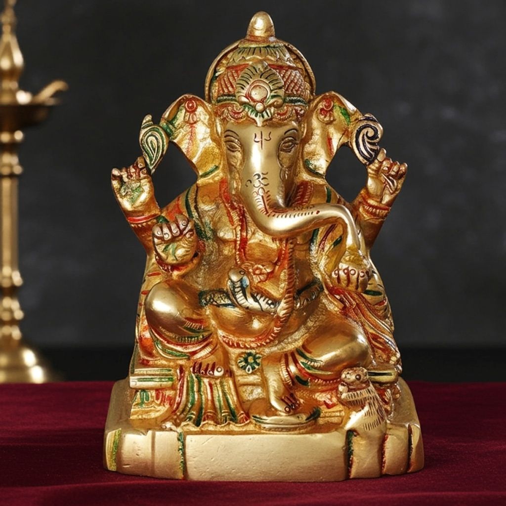 Brass Showpiece Ganesh Colored (BSMAS1065 G)