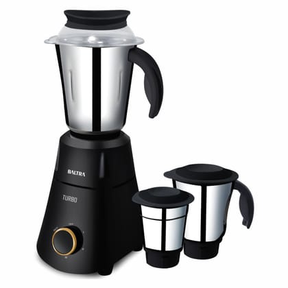 Baltra Turbo 750Watt Mixer Grinder with 3 Stainless Steel Jars(Black)(ISI Certified, 2year warranty with Doorstep Service)