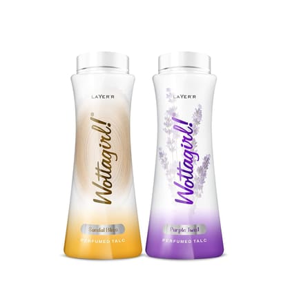 Layer'r Wottagirl Sandal Bliss | Purple Twist Perfumed Talc for women,100g combo | Pack of 2