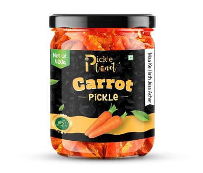Pickle Planet Carrot Pickle | Homemade Pickle | Authentic, Tangy & Delicious Taste | No Artificial Color and Flavors | Gluten Free | Gajar ka achar (400g)