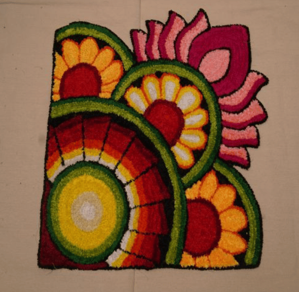 Floral Design Handmade Woolen Rangoli Mat..