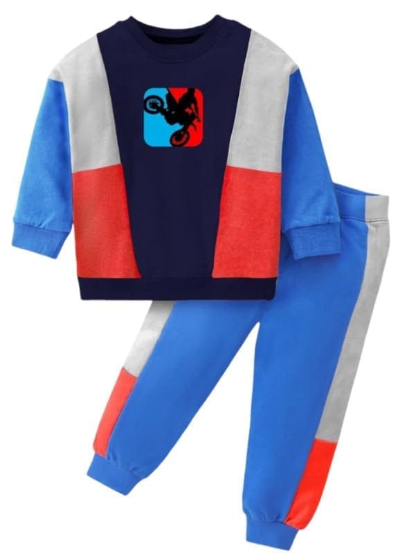 Boy's Casual Full Sleeve Printed Cotton T Shirt With Pant (Blue, 11-12-Yrs)-PID49320