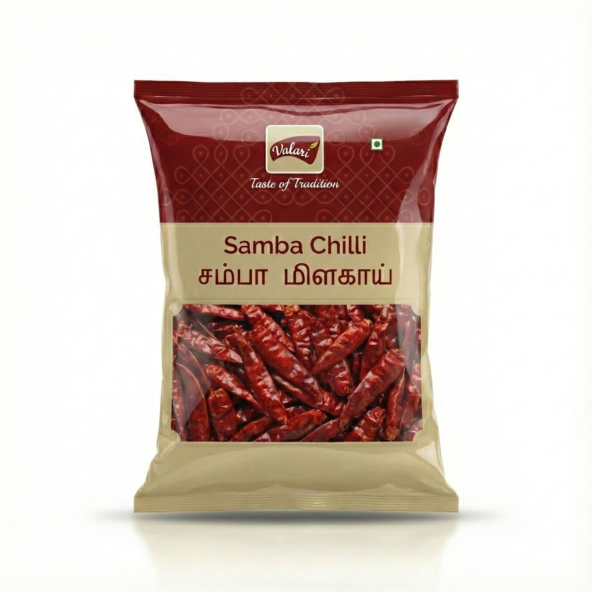 Valari Samba Chilli Whole Without Stem | Natural Laal Mirch Without Stem | Indian Spices | Sun-dried and Carefully Packed Red Whole Chilli