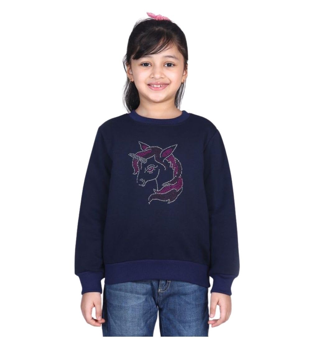 Girl's Fleece Embellished Long Sleeves Sweatshirt