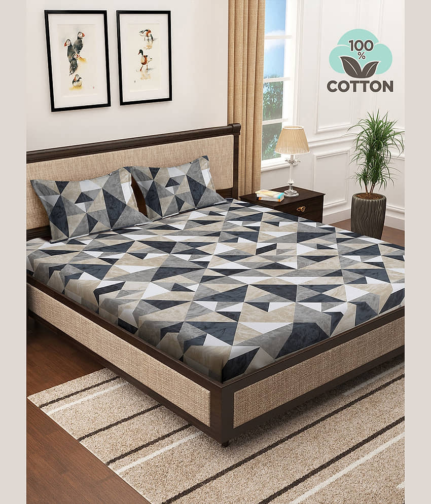 Klotthe Cotton 1 Double Bedsheet with 2 Pillow Covers ( Multicolor )